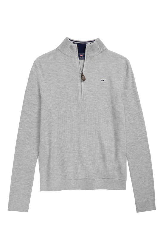 Vineyard Vines Classic Mock Neck Half Zip Sweater In Light Heather Gray