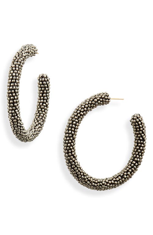 Zaria Beaded Hoop Earrings in Gunmetal