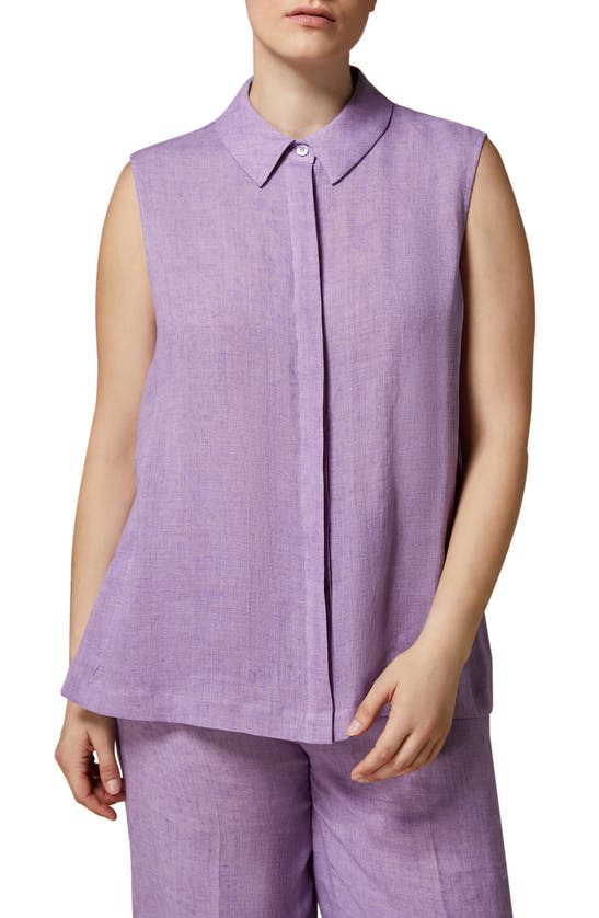 Marina Rinaldi Eddy Sleeveless Button-up Top In Lilac