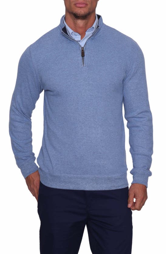 Tailorbyrd Cozy Quarter Zip Pullover Sweater In Blue