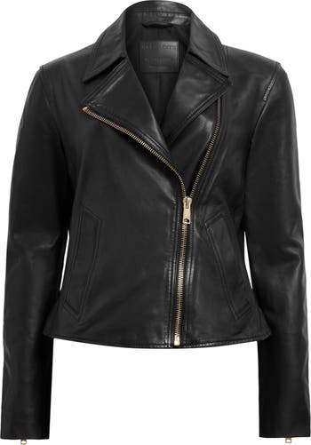Victoria Beckham Womens Black Biker Motorcycle Slimfit Leather