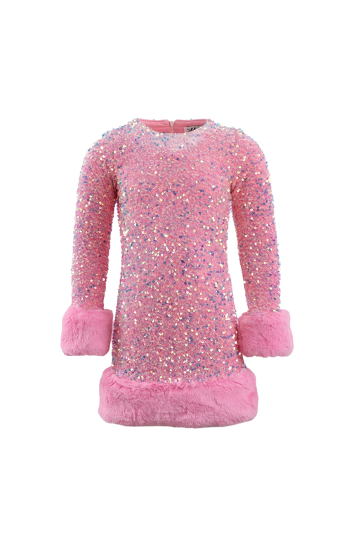 Shop Lola + The Boys Sabrina Shimmer Dress In Pink