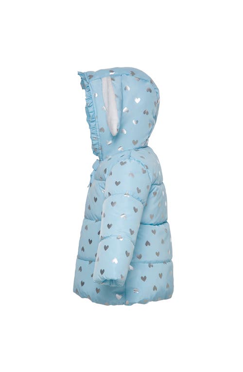 Rokka&rolla Baby Soft Fleece Lined Bunny Puffer Jacket In Sky Blue