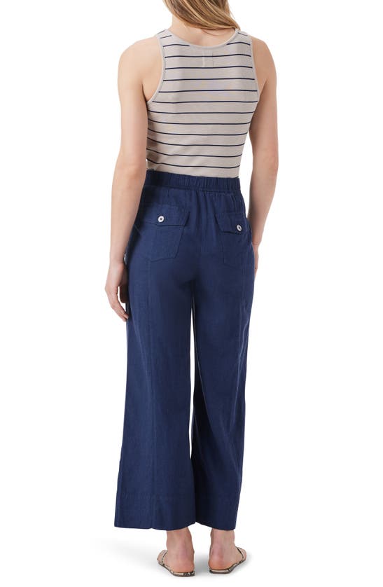 Shop Nic + Zoe Rumba Park Wide Leg Crop Organic Linen Blend Pants In Dark Indigo