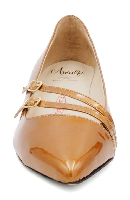 Amalfi By Rangoni Alfa Pointed Toe Kitten Heel Pump In Whiskey Patent Pearl