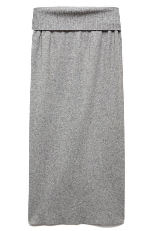 MANGO Knit Midi Skirt Medium Heather Grey at