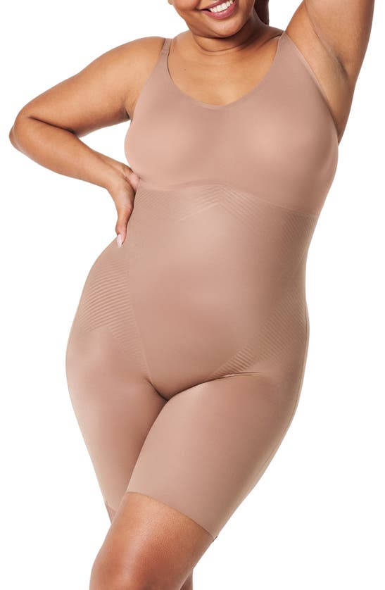 Shop Spanx ® Thinstincts 2.0 Mid-thigh Shaping Bodysuit In Caf Au Lait