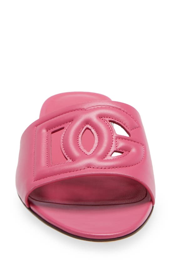 Shop Dolce & Gabbana Bianca Interlock Slide Sandal In Light Lilac