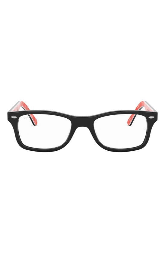 Shop Ray Ban Ray-ban 53mm Square Optical Glasses In Black Red