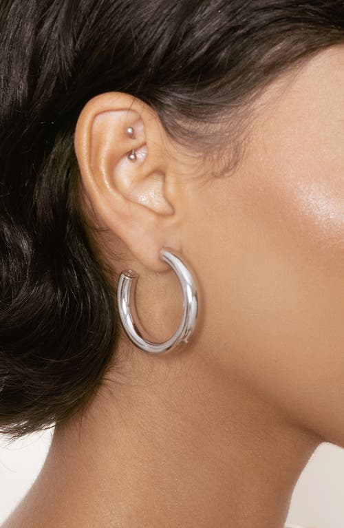 Shop Ettika Set Of 2 Hoop Earrings In Rhodium