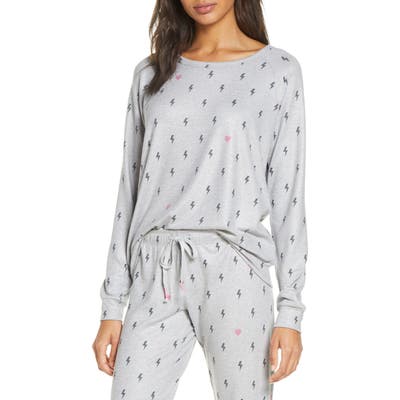 Pj Salvage Peach Party Long Sleeve Sleep Shirt, Grey