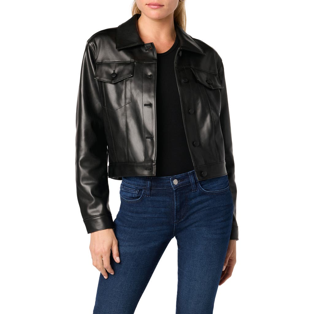 Joe's Crop Faux Leather Jacket In Black