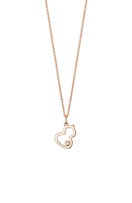 Petite Wulu Diamond Open Pendant Necklace in Rose Gold