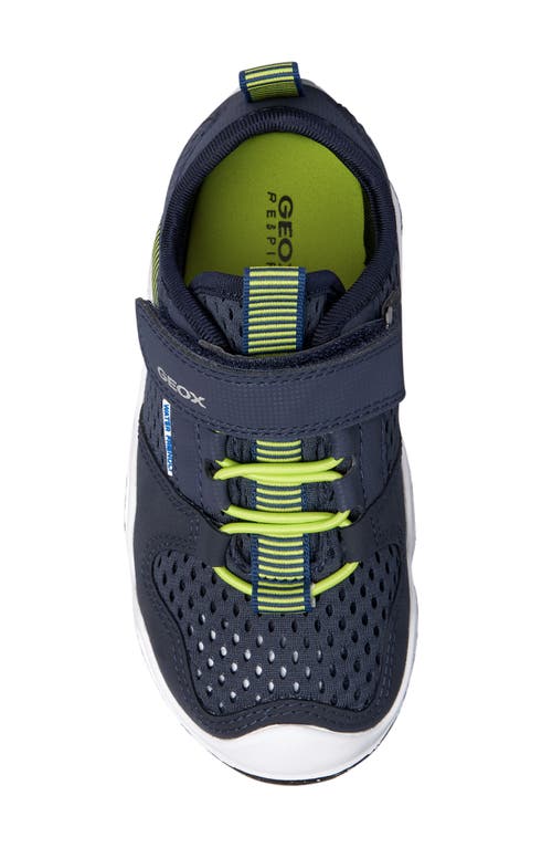 Geox Kids' Wader Sneaker In Navy/lime