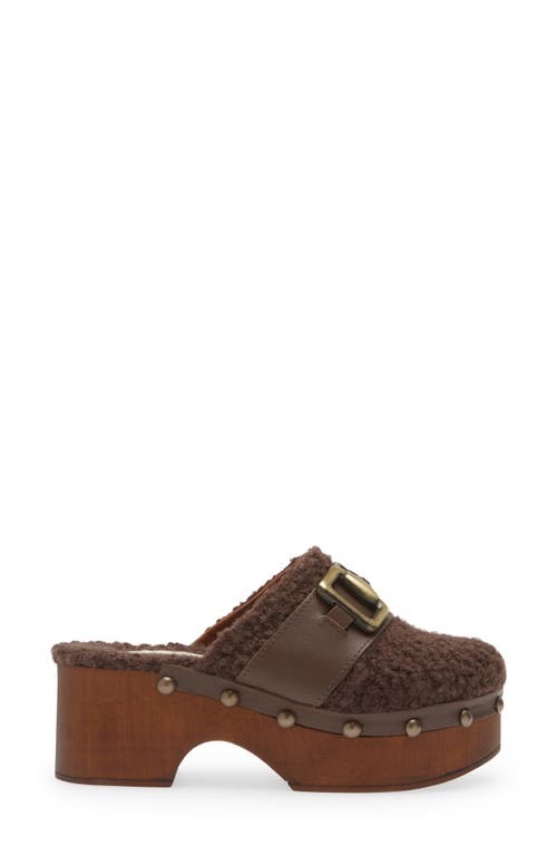 Cordani Winona Faux Shearling Platform Clog In Cacao/cacao