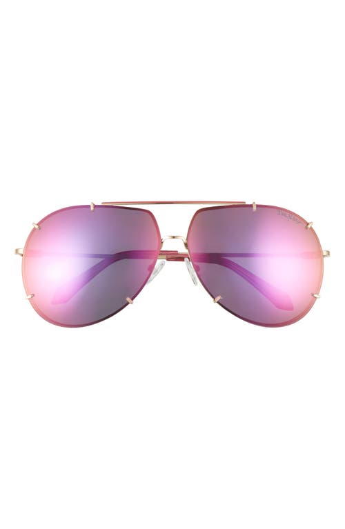 Lilly Pulitzer® 66mm Adelia Oversize Polarized Aviator Sunglasses in Shiny Gold/Pink Mirror