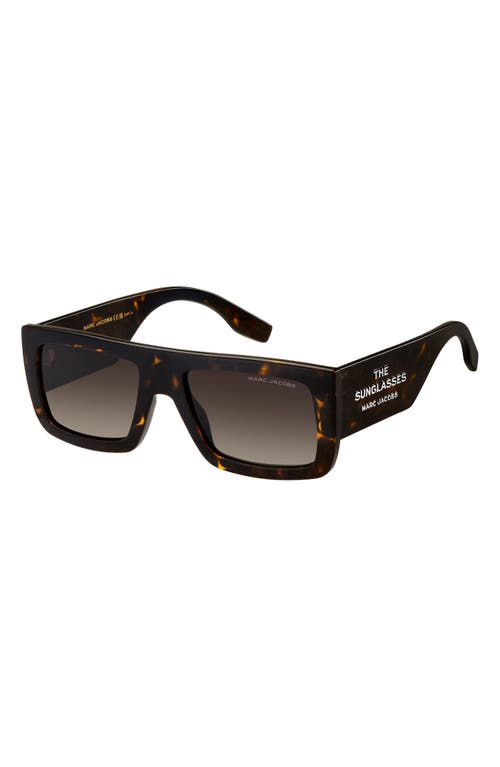 Marc Jacobs 53mm Gradient Rectangular Sunglasses In Havana/brown Sf