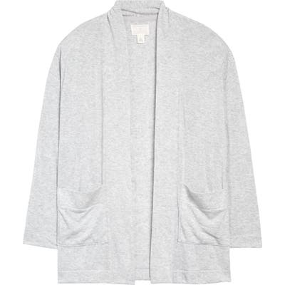 Petite Caslon Open Front Cardigan, Grey