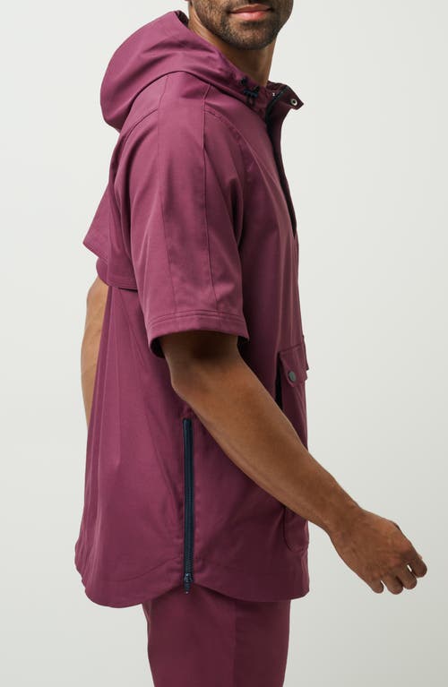 Shop Travismathew Sport Mode Short Sleeve Hoodie In Mauve Wine