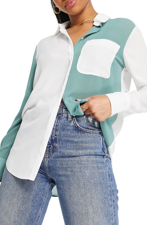 ASOS DESIGN Colorblock Button-Up Shirt in Multi
