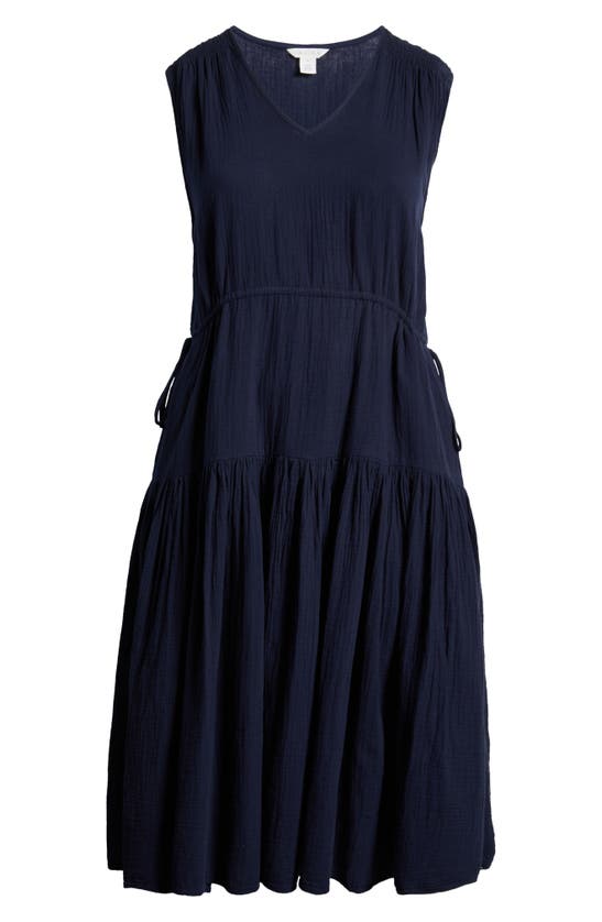 Shop Caslon (r) Tiered Cotton Midi Dress In Navy Blazer