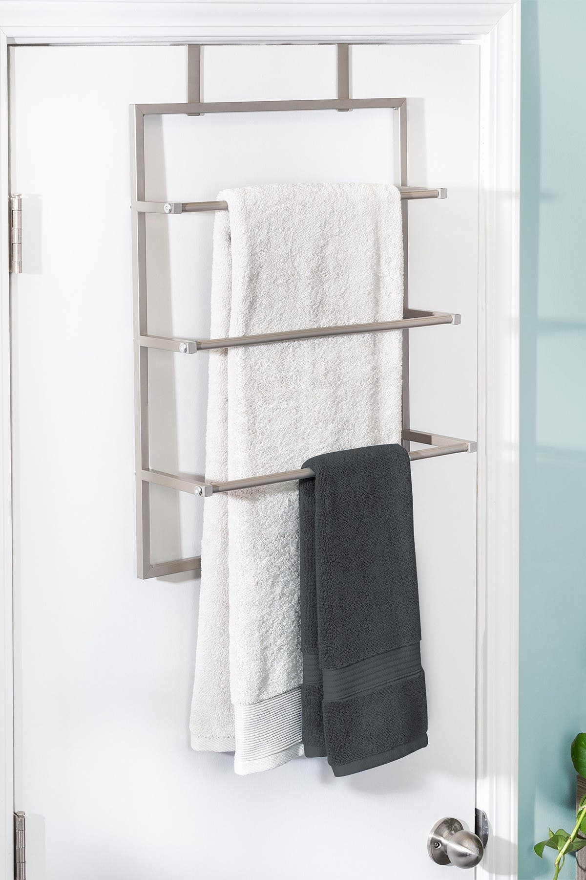brushed nickel over the door towel rack