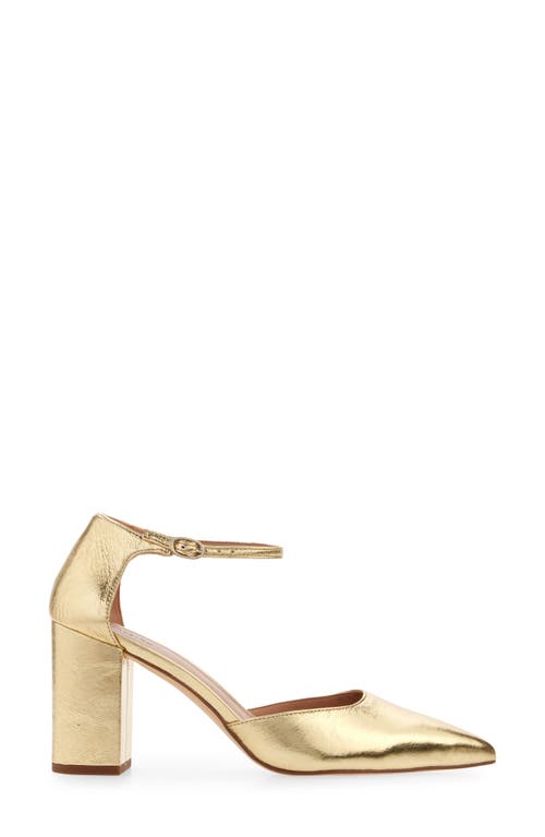 Nordstrom Paola Ankle Strap Pointed Toe Pump In Gold Metallic