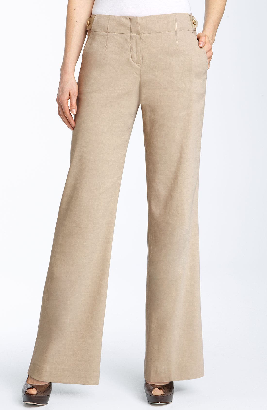 Elie Tahari 'Laura' Linen Blend Wide Leg Pants Nordstrom