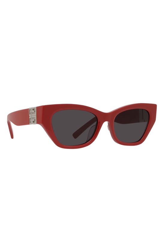 Shop Givenchy 4g 55mm Cat Eye Sunglasses In Shiny Red / Smoke