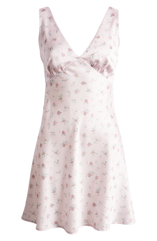 Shop Bp. Floral Sleeveless Satin Minidress In Pink Cake