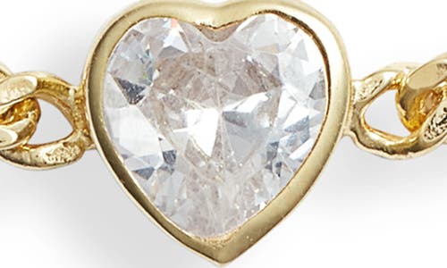 Shymi Fancy Shape Cubic Zirconia Curb Chain Bracelet In Gold/white/heart