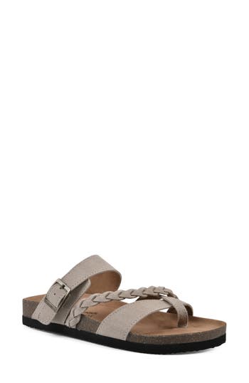White Mountain Footwear Hazy Leather Footbed Sandal In Gray