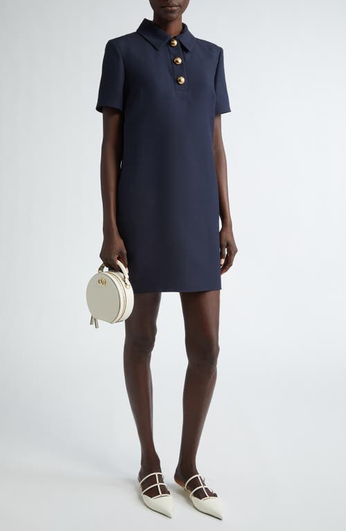 Valentino Garavani Virgin Wool & Silk Polo Minidress Navy at Nordstrom, Us