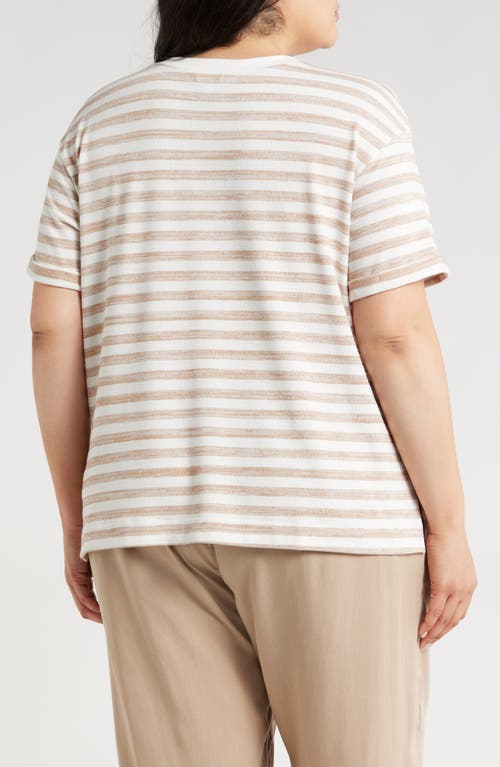 Shop Caslonr Caslon(r) Ease Stripe Crewneck T-shirt In Tan Oxford- White Charm Stripe