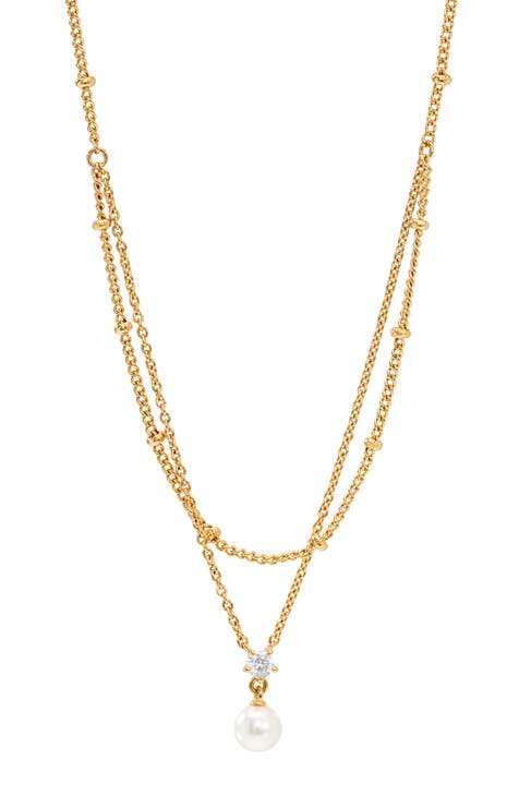 Imitation Pearl & Cubic Zirconia Layered Necklace