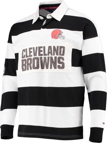 Tommy Hilfiger Men's Tommy Hilfiger Black/White Cleveland Browns Varsity  Stripe Rugby Long Sleeve Polo