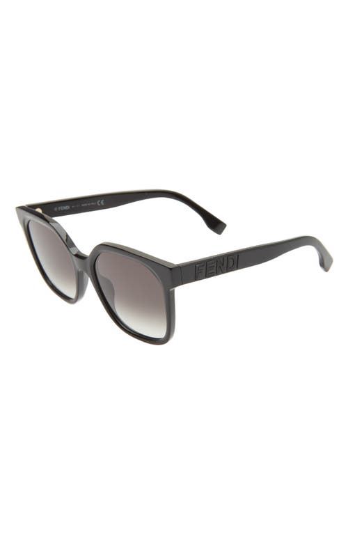 Shop Fendi ' Lettering 55mm Gradient Geometric Sunglasses In Shiny Black/gradient Smoke