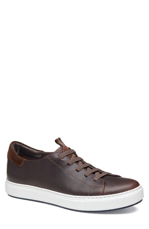 Shop Johnston & Murphy Anson Lace To Toe Sneaker In Dark Brown English Full Grain