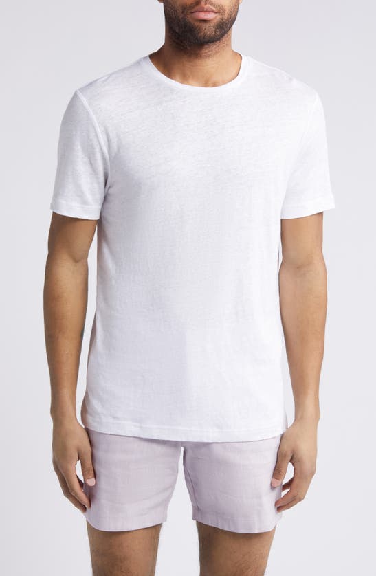 Shop Nordstrom Linen Crewneck T-shirt In White