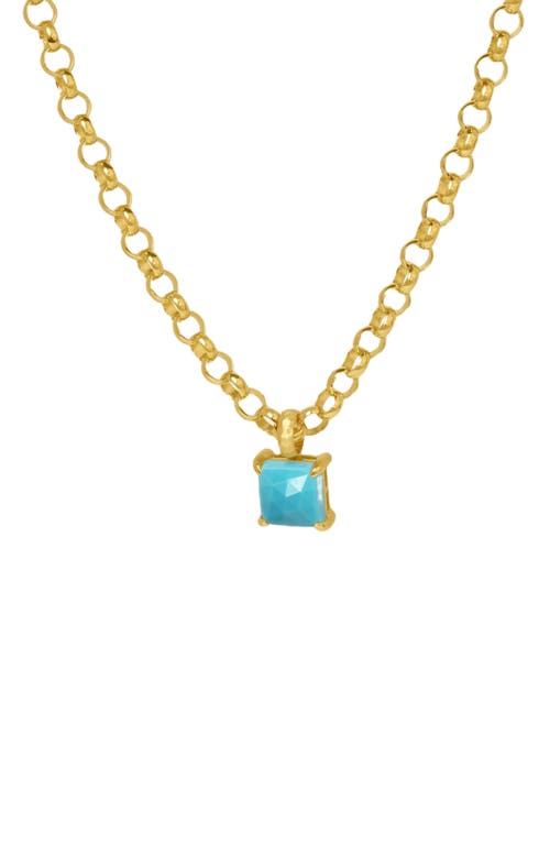 Nomal Lab Created Turquoise Pendant Necklace in Turquoise Sky/Gold