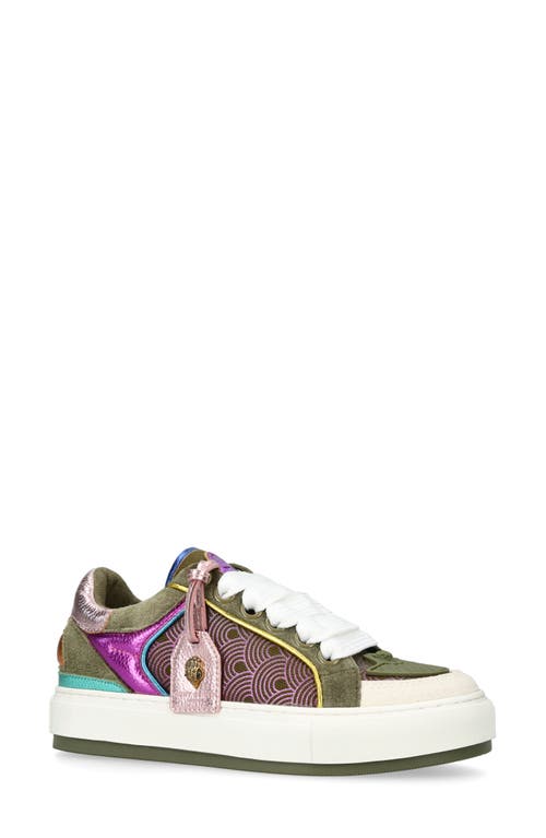 Kurt Geiger Womens Southbank Tag Panelled Leather Low-top Trainers Green Comb Eur 35 / 2 Uk In Open Green