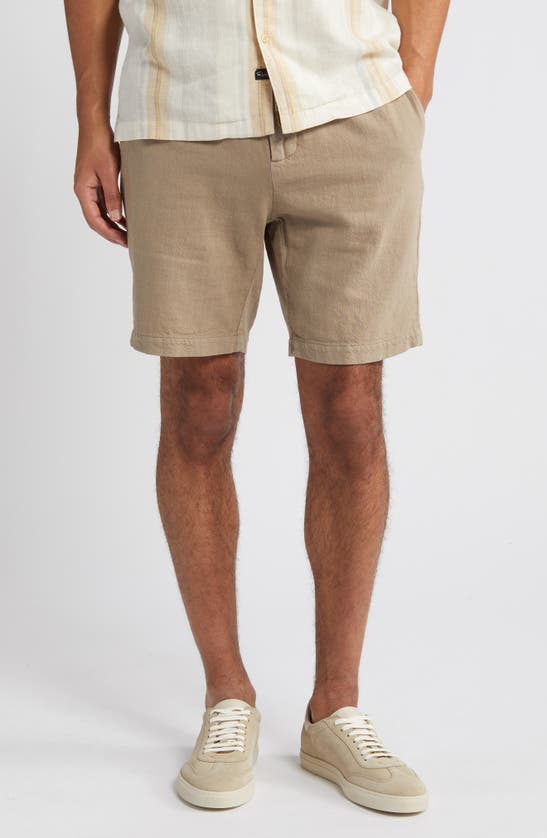 Shop Rails Archer Flat Front Cotton & Linen Shorts In Barley