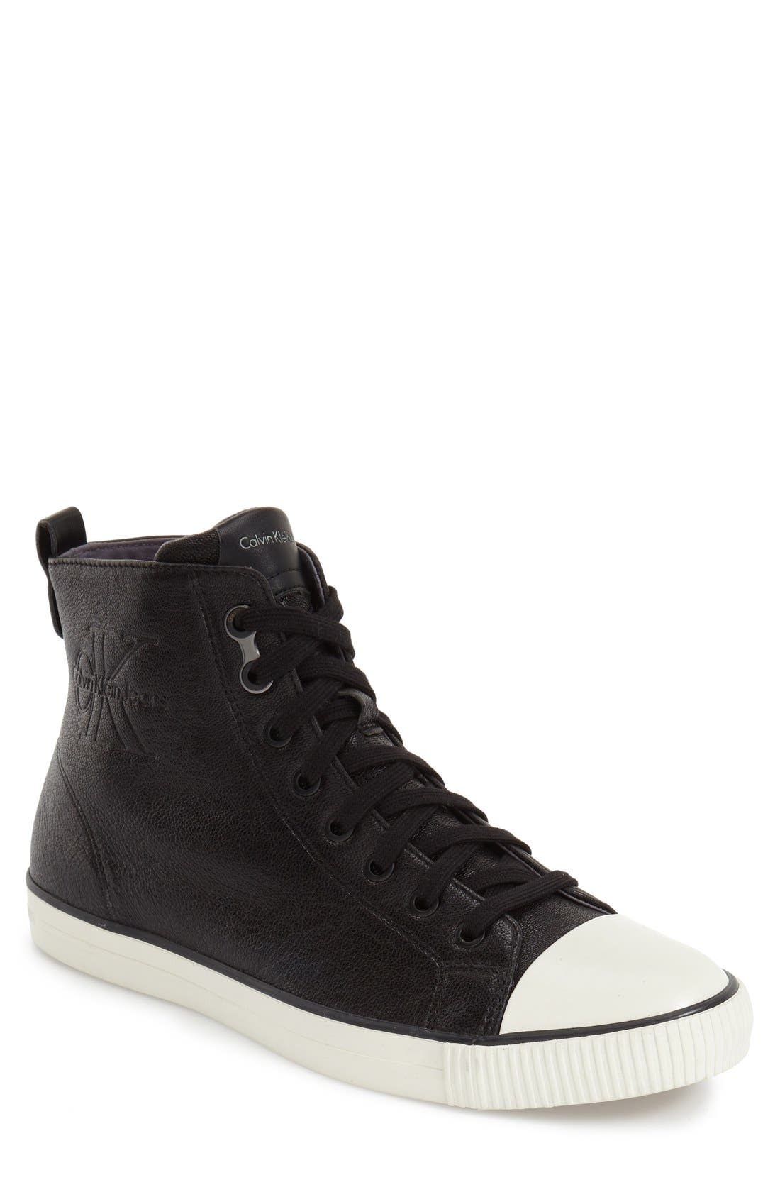 calvin klein men's high top sneakers