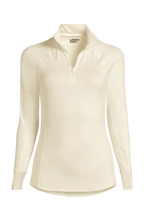 Shop Lands' End Baselayer Cozy Thermaskin Quarter Zip Top In Fresh Ivory