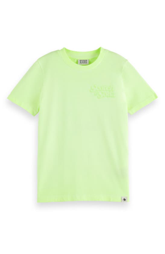 Shop Scotch & Soda Kids' Cotton Graphic T-shirt In Lime