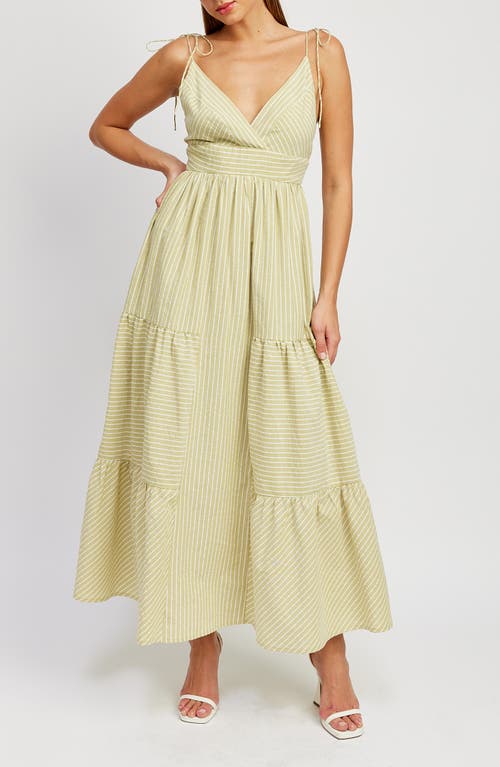 Amara Stripe Cotton Blend Maxi Dress in Spring Green
