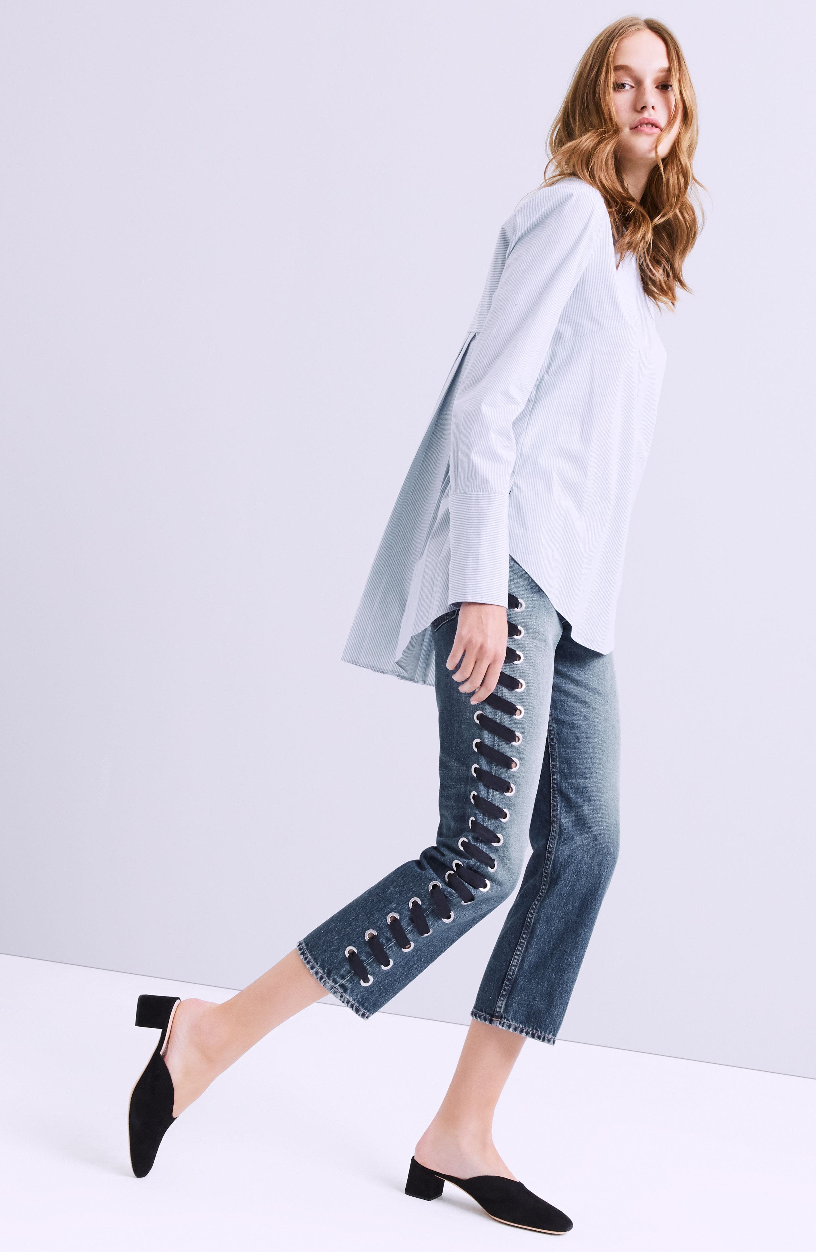 veronica beard lace up jeans
