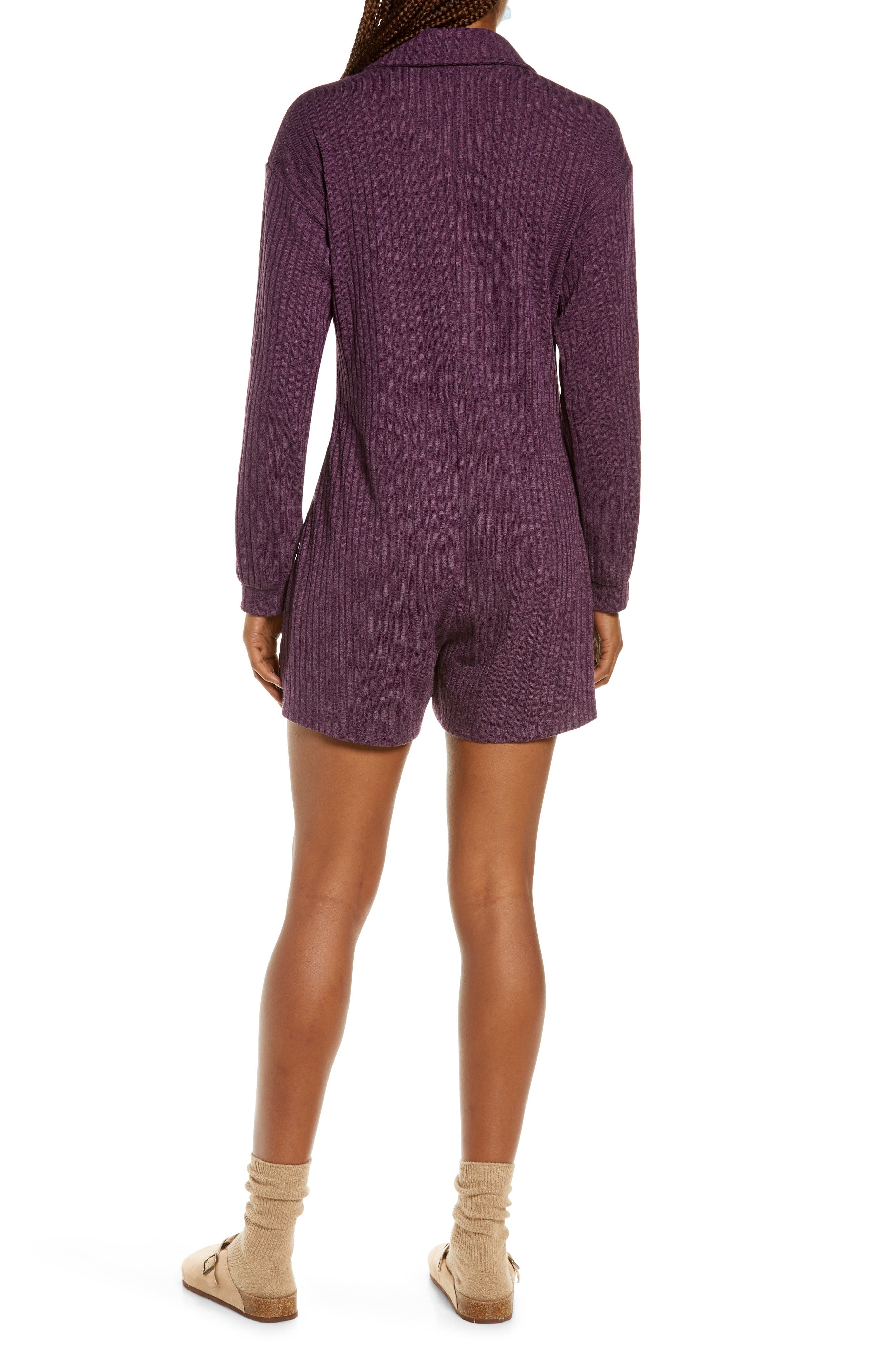 Onia Ribbed Knit Long Sleeve Romper