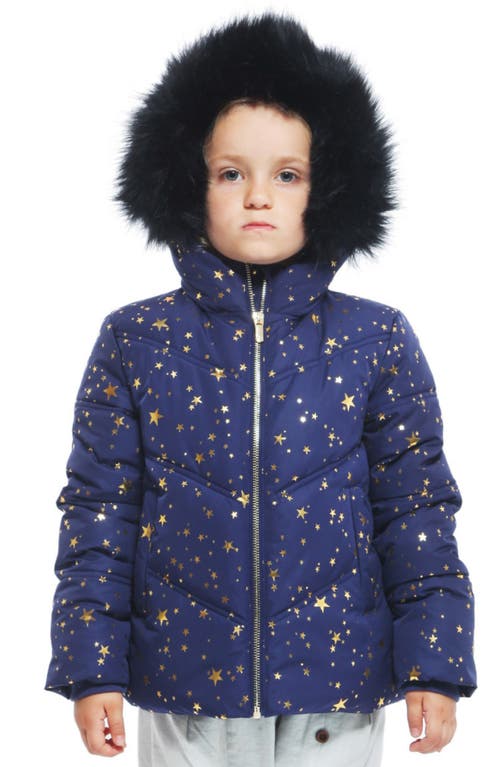 Shop Rokka&rolla Kids' Heavyweight Puffer Jacket In Astral Aura Gold Star