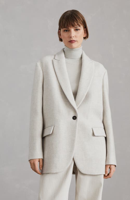 Shop Brunello Cucinelli Cozy Double Fabric Blazer In Pearl Grey